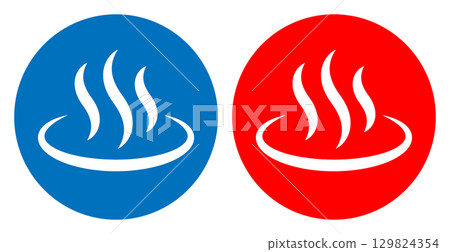 Men's and women's bath set hot spring mark icon illustration simple vector material round 129824354