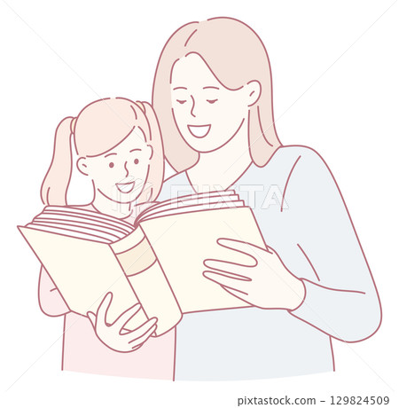 A Loving Mother and Her Child Engaged in the Joy of Reading Together During Quality Time 129824509