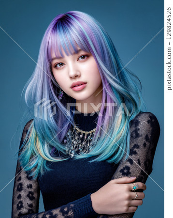 [髮型範本] 女性剪髮模特兒髮型目錄長髮美女圖片 129824526