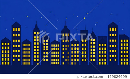 AI 影像：夜間城市景觀插圖 129824699