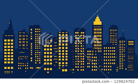AI Image: Illustration of a night cityscape 129824702