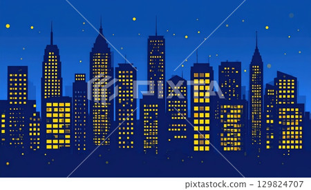 AI 影像：夜間城市景觀插圖 129824707