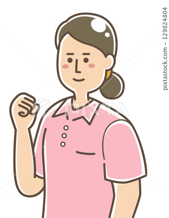 護理人員揮舞著拳頭 129824804