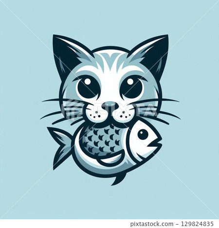 Cat holding a fish icon, Cat holding a fish Cat holding a fish icon, Cat holding a fish 129824835