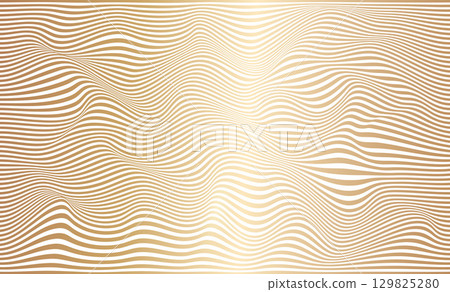 Optical Illusion Effect. Dynamic texture with wavy lines. Abstract background. Gold Distorted glitch lines. Vector Abstract Geometric Background Optical Illusion Effect. Dynamic texture with wavy lines. Abstract background. Gold Distorted glitch lines. Vector Abstract Geometric Background 129825280