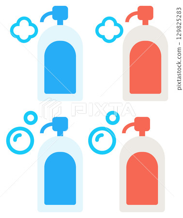 泡沫洗髮精和護髮素插圖套裝 129825283