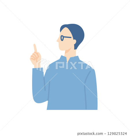 Business person pointing, woman wearing glasses 129825324