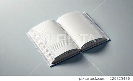 帶有空白頁 3D 插圖的簡約打開的書 129825486