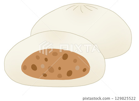Simple illustration of a set of two meat buns Simple illustration of a set of two meat buns 129825522