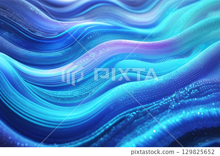 abstract liquid shining texture flow with blue and purple color waves, decorative dreamy background 129825652