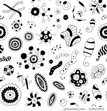 microbes bacterias seamless vector background , hand drawn illustration microbes bacterias seamless vector background , hand drawn illustration 129825691