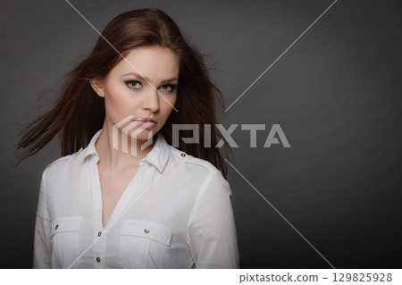 Beauty gorgeous elegant woman portrait. Beauty gorgeous elegant woman portrait. 129825928