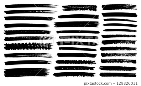Abstract paint brush line element set Abstract paint brush line element set 129826011