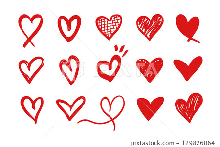 Collection of hearts illustration. Attractive red heart illustrations. Hearts element. 129826064