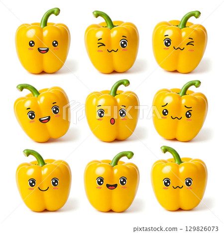 Abstract cute expression yellow paprikas illustration Abstract cute expression yellow paprikas illustration 129826073