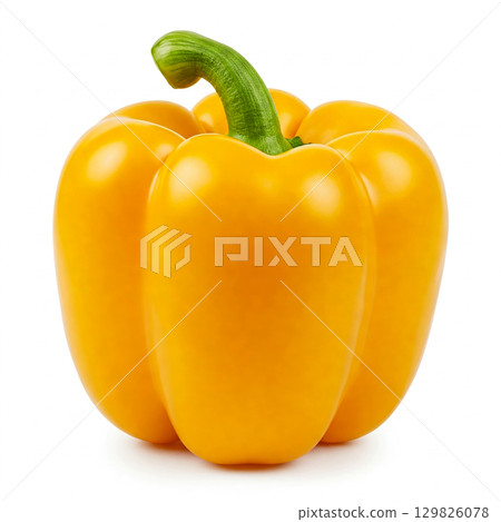 Close up front view clean yellow paprika Close up front view clean yellow paprika 129826078