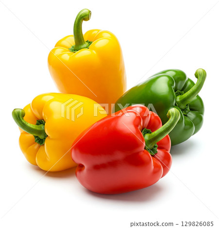 Sweet paprika group isolated  on white 129826085