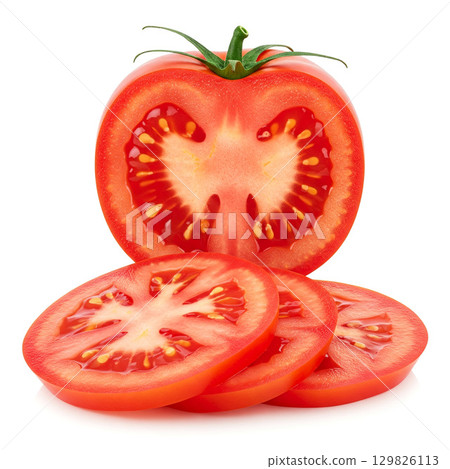 Sliced tomato concept isolated on white 129826113