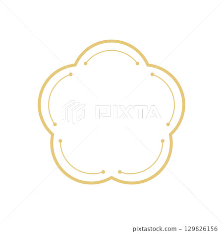 秋季日式花紋花框｜5片花瓣黃線 129826156