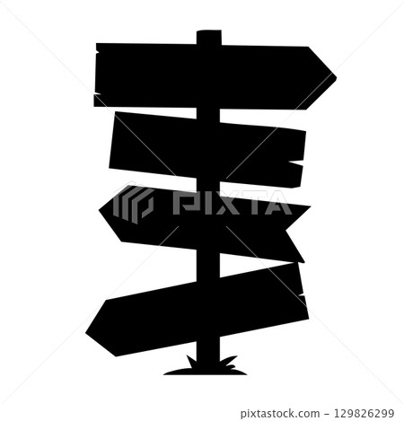 Abstract road sign post silhouette. Abstract road sign post silhouette. 129826299