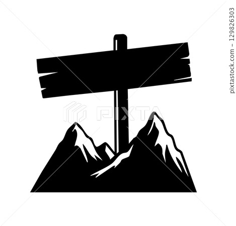 Signboard on the rock element design 129826303