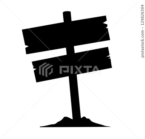 Wood road sign silhouette element design. 129826304