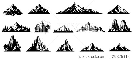Mountain element illustration collection design. 129826314