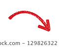 Down  red crayon arrow element design 129826322