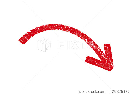 Down  red crayon arrow element design 129826322