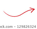 Curled thin red crayon arrow element design 129826324