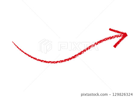 Curled thin red crayon arrow element design 129826324