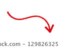 Curled red crayon arrow element 129826325