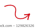 Curled red crayon arrow element design 129826326
