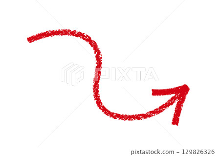 Curled red crayon arrow element design 129826326
