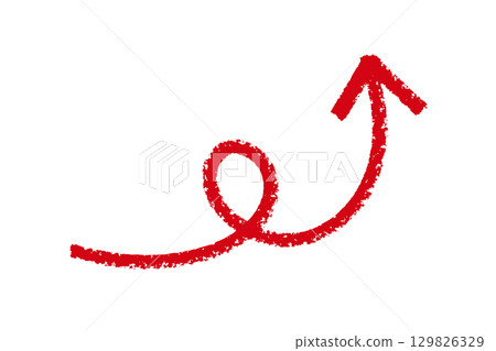 Curled drawn red arrow illustration design 129826329