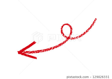 Curled thin drawn red arrow element design 129826331