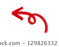 Curled drawn chalk red arrow element design 129826332