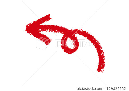 Curled drawn chalk red arrow element design 129826332