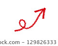 Curled  red crayon arrow element design 129826333