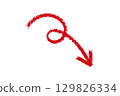 Curled drawn red arrow element design 129826334