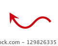 Curved red arrow element design 129826335