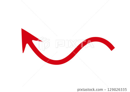 Curved red arrow element design 129826335