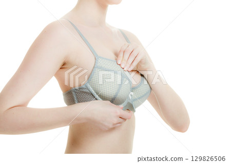 Woman chest in underwear bra lingerie Woman chest in underwear bra lingerie 129826506