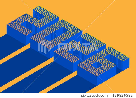 New Year 2026, numbers written in isometric font made from 3D labyrinth. Choosing a way to a bright future. Maze design concept. Contrast blue orange vector New Year 2026, numbers written in isometric font made from 3D labyrinth. Choosing a way to a bright future. Maze design concept. Contrast blue orange vector 129826582
