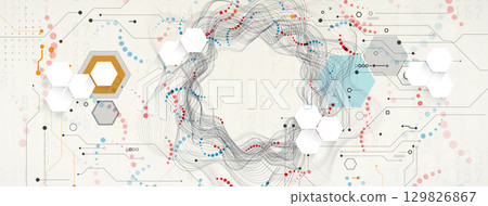 Abstract polygonal and circuit technology concept, futuristic background Abstract polygonal and circuit technology concept, futuristic background 129826867