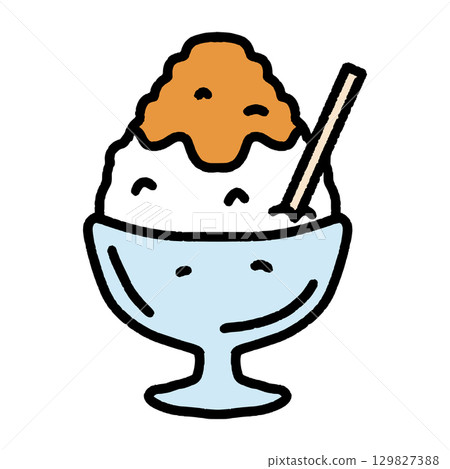 Simple hand-drawn shaved ice, mandarin orange flavor Simple hand-drawn shaved ice, mandarin orange flavor 129827388