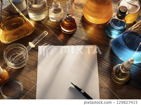 A white piece of paper in a laboratory bathed in the sunset A white piece of paper in a laboratory bathed in the sunset 129827415