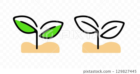 Seedling grows out of soil, graphic design. Plant, germination and sprout, vector design and illustration 129827445