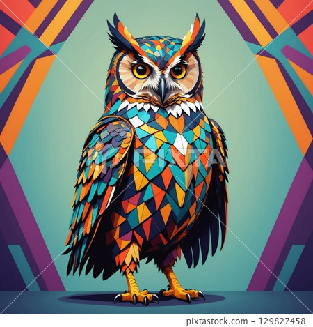 Colorful Geometric Owl Design 129827458