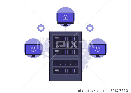Virtual Machines and Server Virtualization Illustration 129827560